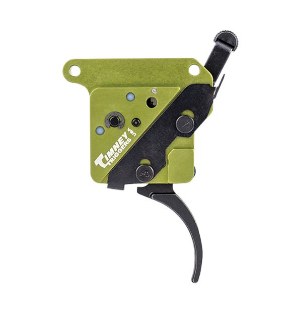 Picture of Timney Triggers 510V2THIN Elite Hunter  Thin Curved Trigger with 3 lbs Draw Weight & Black/Green Finish for Remington 700 Right