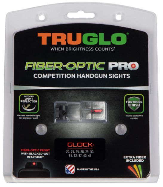 Picture of TruGlo TG132G2 Fiber-Optic Pro  Red/Fiber Optic Front Sight-Black/Blank Rear Sight Glock 20/21