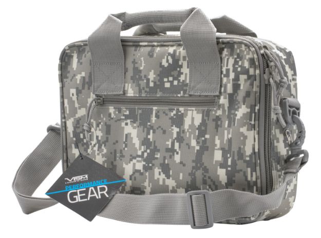 Picture of NcStar CPDX2971D VISM Double Pistol Range Bag w/ Mag Pouches Loop Fasteners Zippers Padding & Digital Camouflage Finish