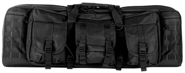 Picture of NcStar CVDC2946B42 VISM Double Carbine Case Heavy Duty PVC Nylon w/Padded Center Divider Lockable Zippers Exterior Pockets