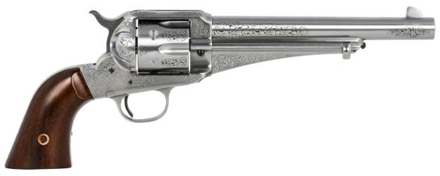 Picture of Taylors & Company 550389 1875 Army Outlaw 45 Colt (LC) Caliber with 7.50" Barrel, 6rd Capacity Cylinder, Overall White Engraved Finish Steel & Walnut Grip