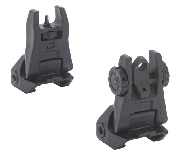 Picture of Meprolight USA 404100 FUBS Self Illuminated Flip Backup Sights  Black Green Tritium Front & Rear for AR-15