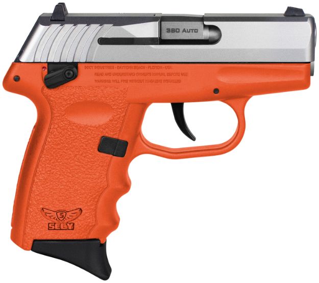 Picture of SCCY Industries CPX-4TTOR CPX-4  380 ACP 10+1 2.96" Orange Polymer Serrated SS Slide Finger Grooved Orange Polymer Grip