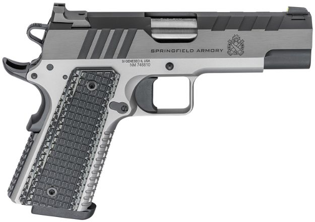 Picture of Springfield Armory PX9217L 1911 Emissary 9mm Luger 9+1 4.25" Bull Barrel,  Stainless Steel Frame w/ Beavertail, Serrated Blued Carbon Steel Slide, Black VZ Thin-Line G10 Grip