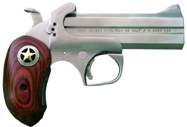 Picture of Bond Arms BARR Rustic Ranger  45 Colt (LC) 410 Gauge 2rd Shot 4.25" Matte Stainless Stainless Stainless Steel Frame Rosewood w/Integrated Star Grips