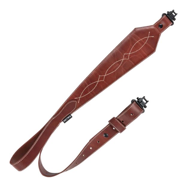 Picture of Heritage Cases 8508 Western Scallop  Rifle Sling w/Swivels, Brown Leather, Adjustable Length  28" to 35", 3" Wide