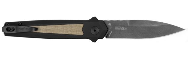 Picture of Kershaw  Launch 15 Full Size 3.50" Folding Spear Point Plain Black Oxide Blackwash CPM MagnaCut Steel Blade/Black Anodized w/Tan Canvas Aluminum w/Micarta Inserts Handle Includes Pocket Clip