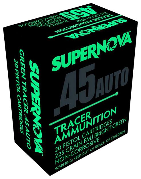 Picture of Supernova PMSN45ACG Green Tracer Non Corrosive 45ACP 225gr Full Metal Jacket 20 Per Box/50 Case