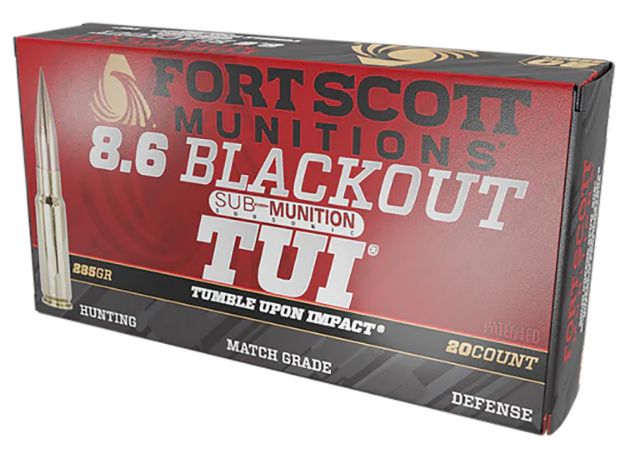 Picture of Fort Scott Munitions 86BLK285SCV2SS Tumble Upon Impact (TUI)  8.6Blackout 285gr Solid Copper Spun 20 Per Box/10 Case