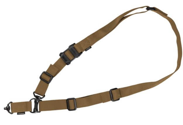 Picture of Magpul MAG953-COY MS4 QDM Sling made of Coyote Nylon Webbing with 1.25" W, Adjustable One-Two Point Design & Swivels for AR Platforms