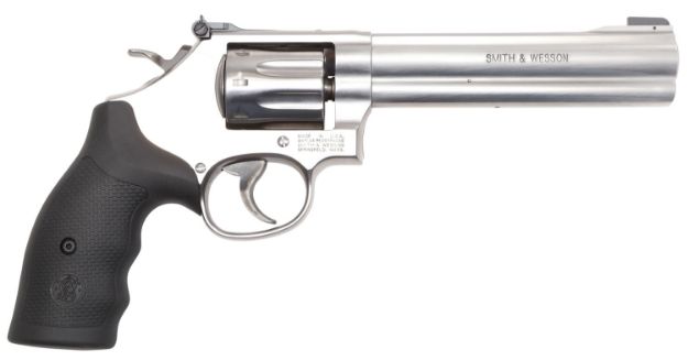 Picture of Smith & Wesson 12460 Model 648  K-Frame Frame 22 WMR 8rd 6" Stainless Steel Barrel, Cylinder & Frame, Black Finger Grooved Grip, Internal Lock Safety, Exposed Hammer