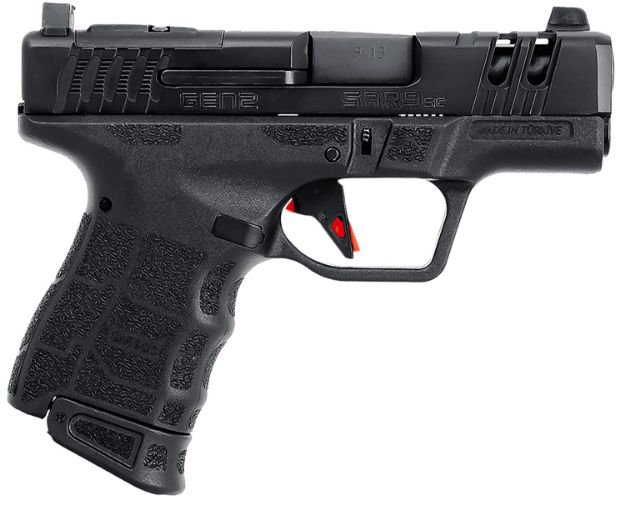 Picture of SAR USA SAR9SCG2BL SAR9 SC Gen2 Compact Frame 9mm Luger 12+1/15+1 3.30" Black Steel Barrel, Black Serrated Steel Slide, Black Polymer Frame, Black Interchangeable Backstrap Grip