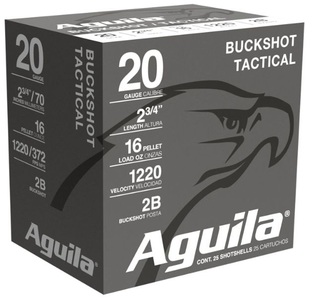 Picture of Aguila 1C2002BA Buckshot High Velocity 20Gauge 2.75" 1oz 2Buck Shot 25 Per Box/10 Case