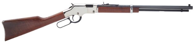 Picture of Henry H004SM Golden Boy Silver 22 WMR Caliber with 12+1 Capacity, 20" Blued Barrel, Nickel-Plated Metal Finish & American Walnut Stock Right Hand (Full Size)