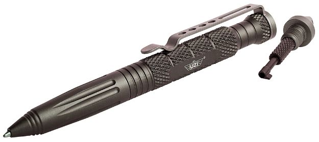 Picture of Uzi Accessories UZITACPEN6GM Tactical Pen  Gun Metal Aluminum 6" Features Glass Breaker/Cuff Key