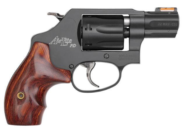 Picture of Smith & Wesson 160228 Model 351 Personal Defense 22 WMR 7 Shot 1.88" Black Stainless Steel Barrel, Black Aluminum Cylinder & J Frame, HiViz Fiber Optic Orange Front Sight