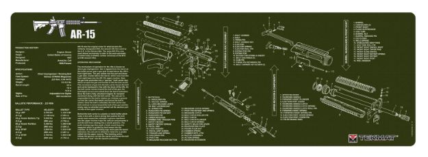 Picture of TekMat TEKR36AR15OD AR-15 Cleaning Mat AR-15 Parts Diagram 12" x 36"