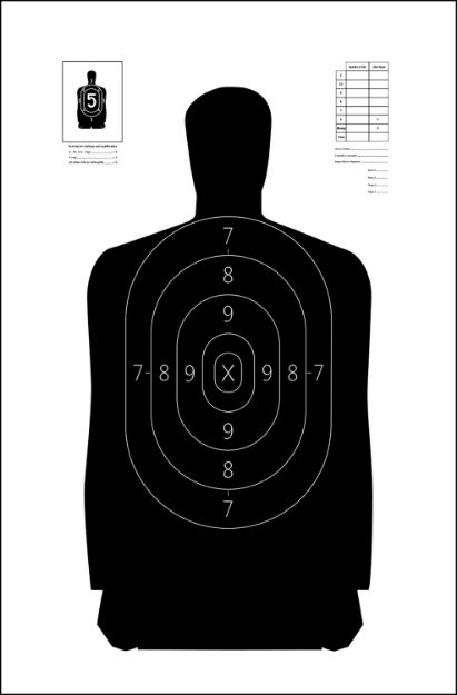 Picture of Action Target S29100 Qualification  Silhouette Heavy Paper Hanging 11.50" x 22" Black/White 100 Per Box