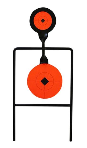 Picture of Birchwood Casey 46344 World of Targets Super Double Mag Spinner 4.50"/6" Handgun Black/Orange Steel Circle w/Crosshair & Diamond 0.37" Thick Standing