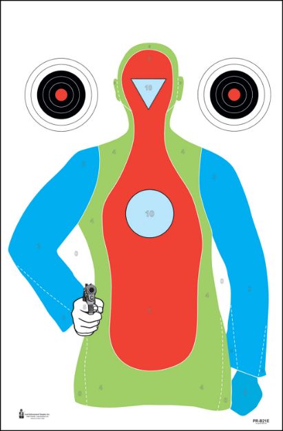 Picture of Action Target PRB21E100 Qualification High Visibility Fluorescent Silhouette Paper Hanging 23" x 35" Multi-Color 100 Per Box