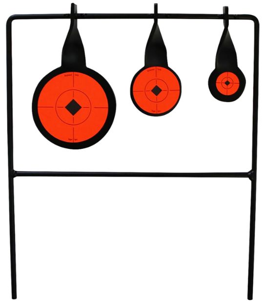 Picture of Birchwood Casey 46322 World of Targets Qualifier Rimfire Pistol/Rifle AR500 Steel Black/Orange Bullseye Illustration Impact Enhancement Motion