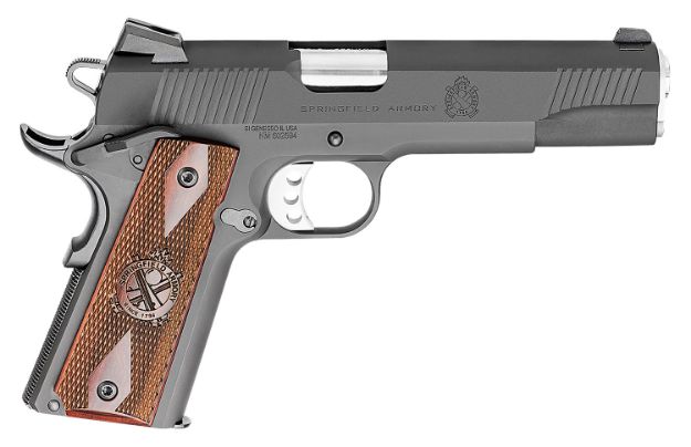 Picture of Springfield Armory PX9109LCA 1911 Loaded *CA Compliant 45 ACP 7+1, 5" Stainless Match Grade Barrel, Black Parkerized Serrated Carbon Steel Slide & Frame w/Beavertail, Crossed Cannon Cocobolo Grip