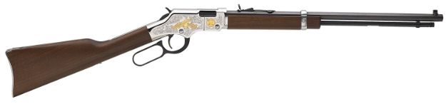 Picture of Henry H004SAT Golden Boy 2nd Amendment Tribute 22 Short,Long,LR 16 LR/21 Short 20" Nickel Plated American Walnut Right Hand