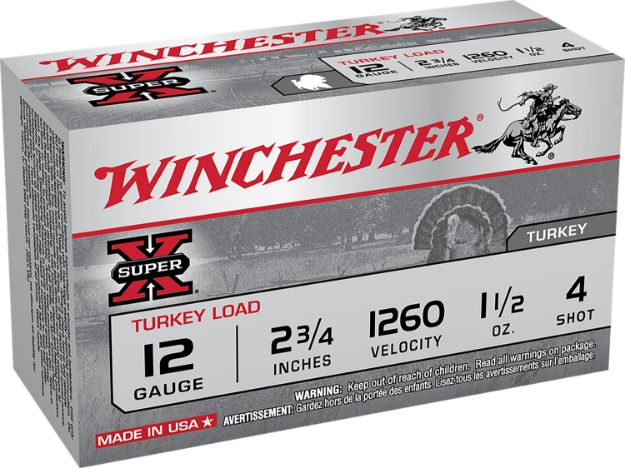 Picture of Winchester Ammo X12MT4 Super X Magnum Turkey 12Gauge 2.75" 1 1/2oz Copper Plated 4Shot 10 Box/10 Case