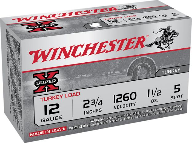 Picture of Winchester Ammo X12MT5 Super X Magnum Turkey 12Gauge 2.75" 1 1/2oz Copper Plated 5Shot 10 Box/10 Case