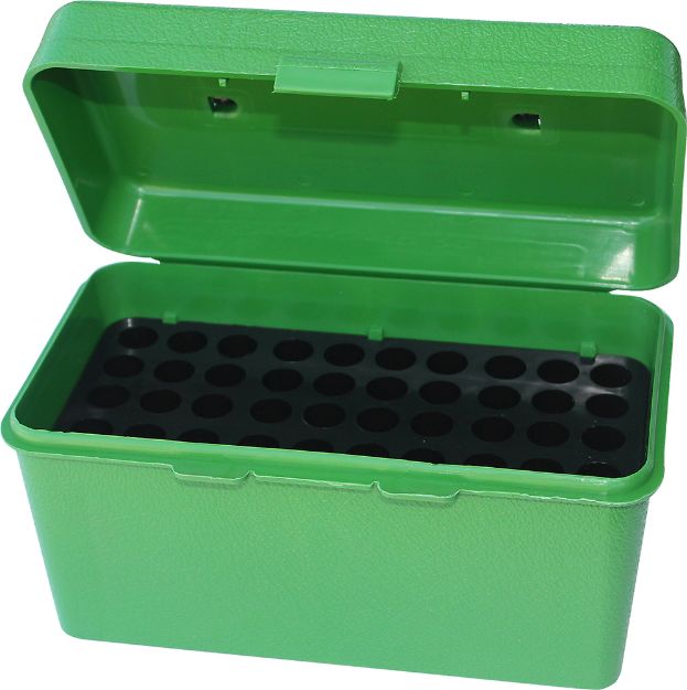 Picture of MTM Case-Gard H50RS10 Deluxe Ammo Box Round Handle Multi Caliber Rifle Green Polypropylene 50rd