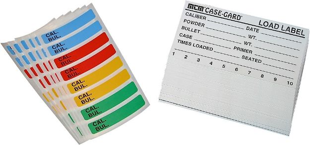 Picture of MTM Case-Gard LL1 Universal Reloading Labels  Multi-Caliber Adhesive Paper 50 Load Labels & 48 Small Color Coded Labels