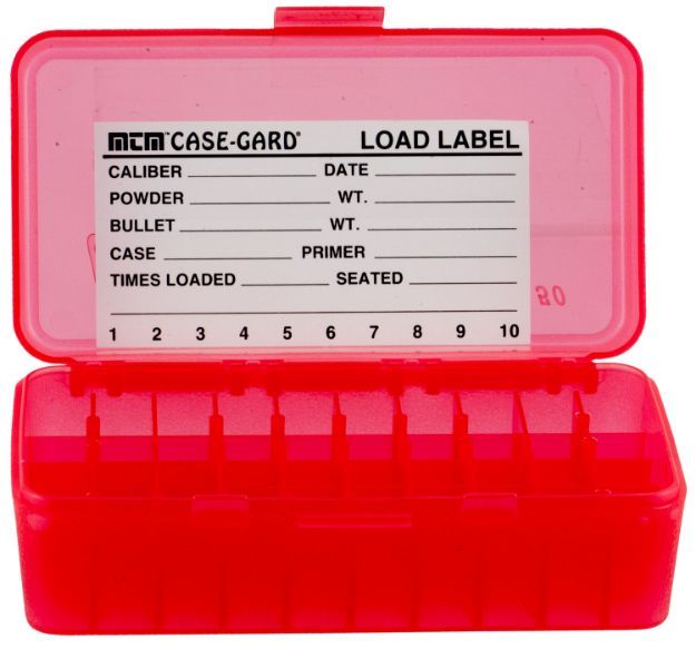 Picture of MTM Case-Gard P504429 Ammo Box Flip-Top Multi Caliber Clear Red Polypropylene 50rd