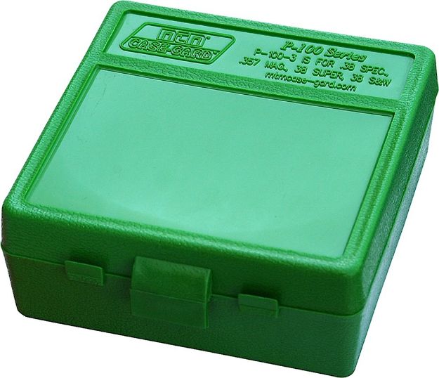 Picture of MTM Case-Gard P100310 Ammo Box Flip-Top Multi Caliber Green Polypropylene 100rd