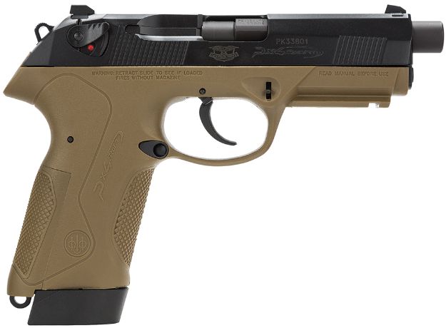 Picture of Beretta USA JXF5F45 Px4 Storm Special Duty Full Size Frame 45 ACP 10+1/9+1, 4.50" Black Barrel, Black Bruniton Serrated Steel Slide, FDE Polymer Frame w/Picatinny Rail & Interchangeable Backstrap Grip