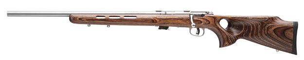 Picture of Savage Arms 25795 Mark II BTV 22 LR Caliber with 5+1 Capacity, 21" Barrel, Satin Stainless Metal Finish & Fixed Thumbhole Natural Brown Stock Left Hand (Full Size)