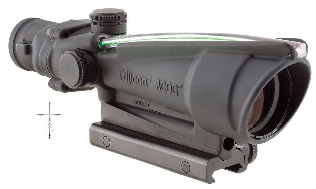 Picture of Trijicon 100163 ACOG  Black Hardcoat Anodized 3.5x 35mm Illuminated Green Crosshair .223/5.56 BDC Reticle