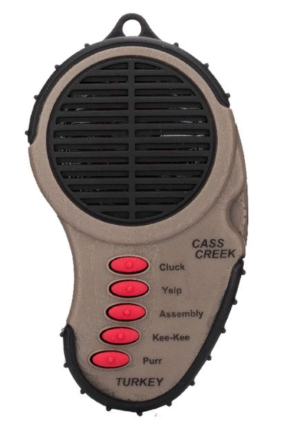 Picture of Cass Creek 969 Ergo Electronic  Turkey Call, 5 Authentic Turkey Sounds, Brown Plastic Includes Belt Clip