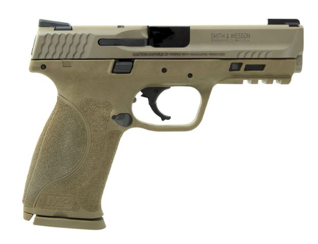 Picture of Smith & Wesson LE 11767 M&P 9 M2.0 
9mm Luger Double 4.25" 17+1 FDE Interchangeable Backstrap Grip FDE Polymer Frame FDE Armornite Stainless Steel Slide