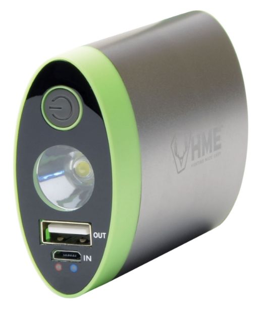 Picture of HME HW Hand Warmer  with Light ABS Plastic Sliver w/Green Accent Rechargeable Lithium Ion