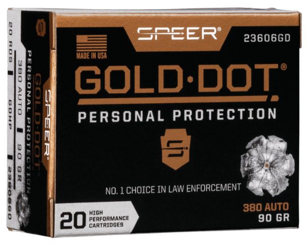 Picture of Speer 23606GD Gold Dot Personal Protection 380ACP 90gr Hollow Point 20 Per Box/10 Case