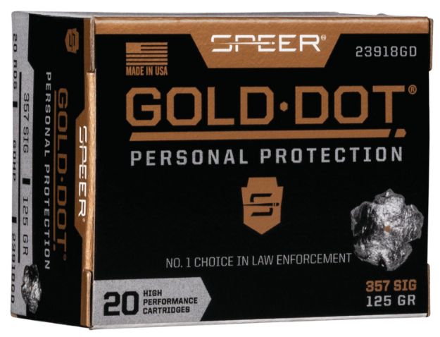 Picture of Speer 23918GD Gold Dot Personal Protection 357Sig 125gr Hollow Point 20 Per Box/10 Case