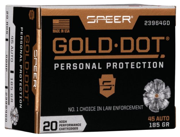 Picture of Speer 23964GD Gold Dot Personal Protection 45ACP 185gr Hollow Point 20 Per Box/10 Case