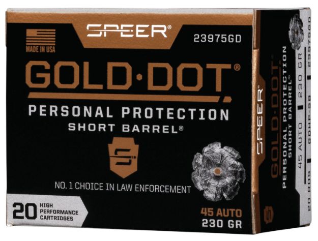 Picture of Speer 23975GD Gold Dot Personal Protection Short Barrel 45ACP 230gr Hollow Point 20 Per Box/10 Case