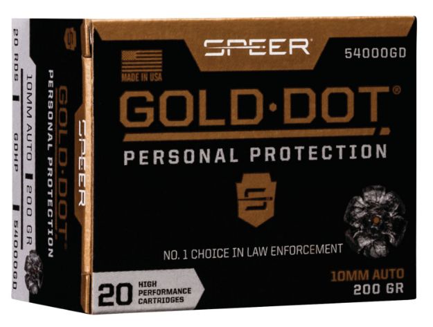 Picture of Speer 54000GD Gold Dot Personal Protection 10mmAuto 200gr Hollow Point 20 Per Box/10 Case