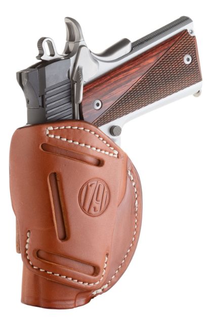 Picture of 1791 Gunleather 4WH1CBRR 4-Way  IWB/OWB 01 Classic Brown Leather Belt Clip Fits 3-4" Barrel 1911