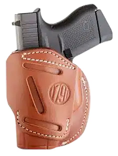 Picture of 1791 Gunleather 4WH2CBRR 4-Way  IWB/OWB Size 02 Classic Brown Leather Belt Clip Compatible w/Ruger LCP/S&W Bodyguard/Glock 42/43/43X  Right Hand