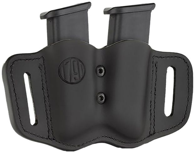 Picture of 1791 Gunleather MAGF22SBLA MAG-F Double Mag Holster Stealth Black Leather Belt Slide Compatible w/ Double Stack Ambidextrous