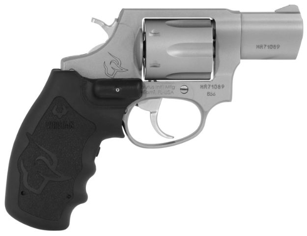 Picture of Taurus 2-856029VL 856  38 Special +P Caliber with 2" Barrel, 6rd Capacity Cylinder, Overall Matte Finish Stainless Steel & Finger Grooved Black Rubber Grip Includes Viridian Laser