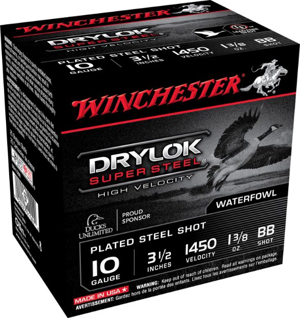 Picture of Winchester Ammo SSH10BB Drylok Super Steel High Velocity 10Gauge 3.50" 1 3/8oz BBShot 25 Per Box/10 Case