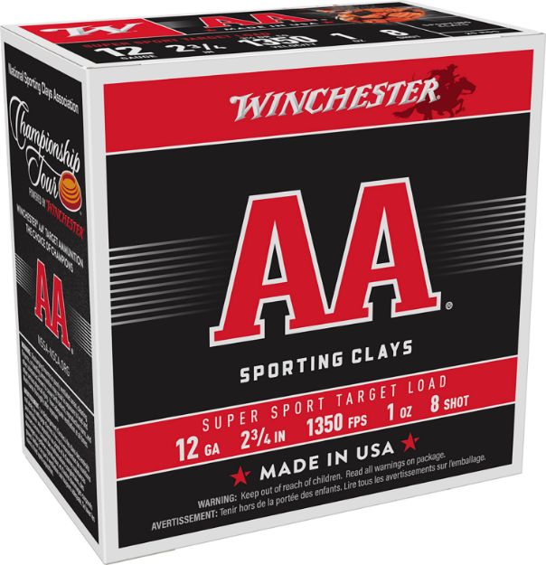 Picture of Winchester Ammo AASCL128 AA Super Sport Sporting Clay 12Gauge 2.75" 1oz 8Shot 25 Per Box/10 Case